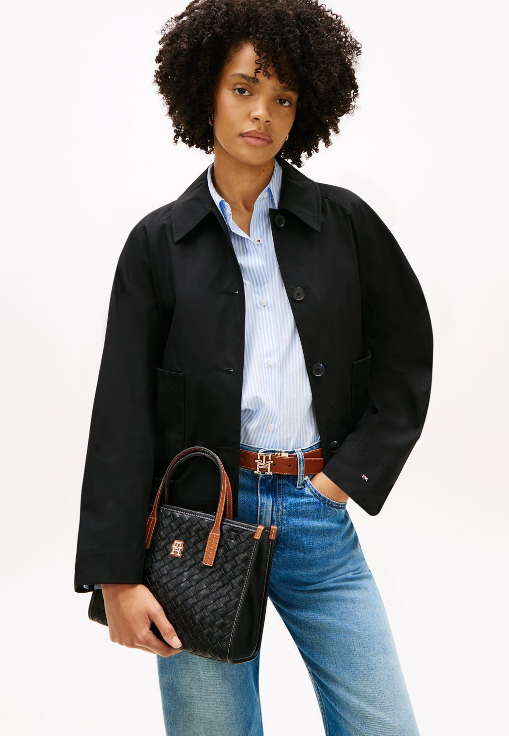 CITY WOVEN CROSSBODY TOTE BAG - Handbag - black mix