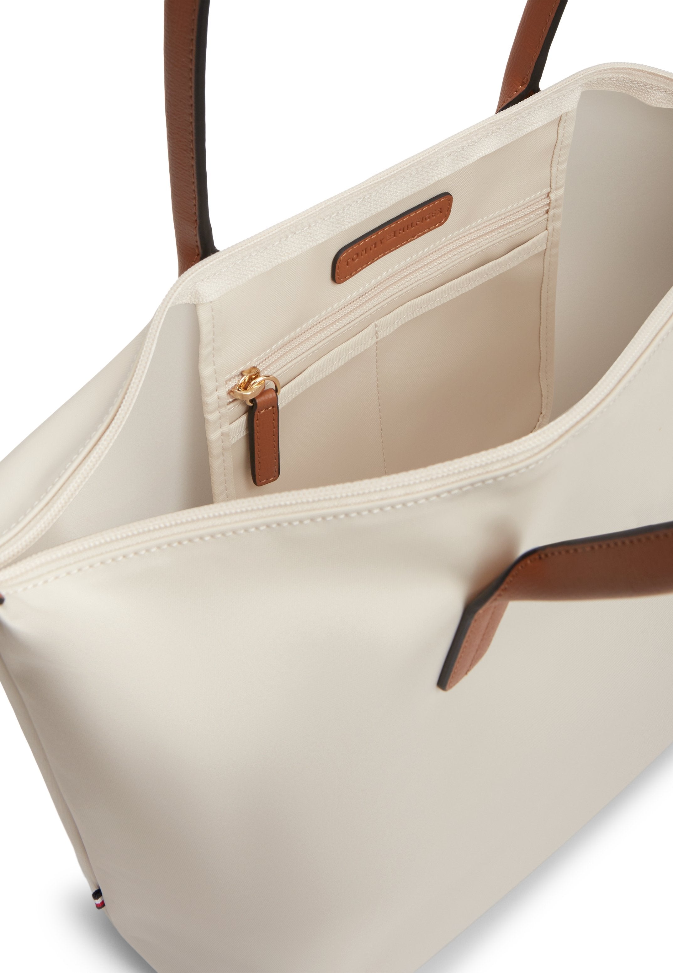 TH MONOGRAM CONTRAST HANDLE TOTE BAG - Tote bag - soft cream