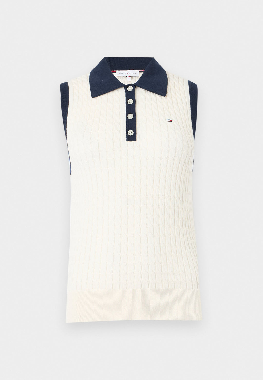 FINE CABLE SLEEVELESS  - Polo shirt - ivory petal