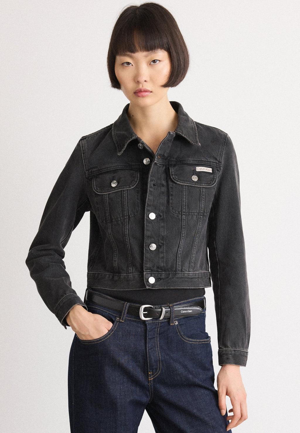 CROPPED 90S JACKET - Denim jacket - essential black