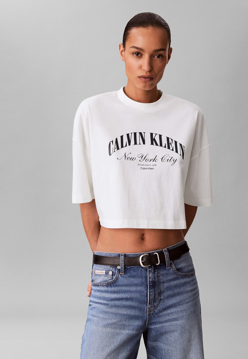 HAUT COURT ET AMPLE À L'ÉCUSSON HÉRITAGE - T-shirt imprimé - blanc vif