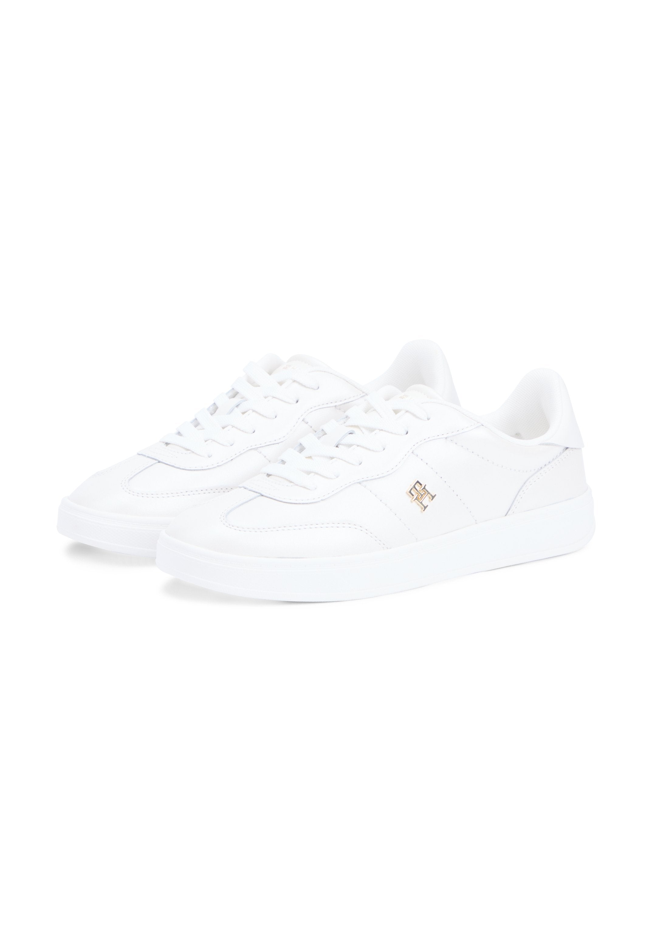 TH MONOGRAM METALLIC TRAINERS WITH LEATHER - Trainers - ecru