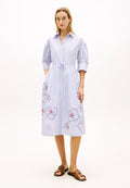 EMBROIDERY POPLIN MIDI SHIRT DRESS - Shirt dress - misty lazuli blue