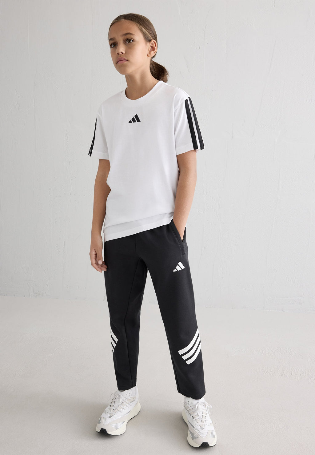 TEE SHIRT STRPES JUNIOR UNISEXE - T-shirt de sport - white/black