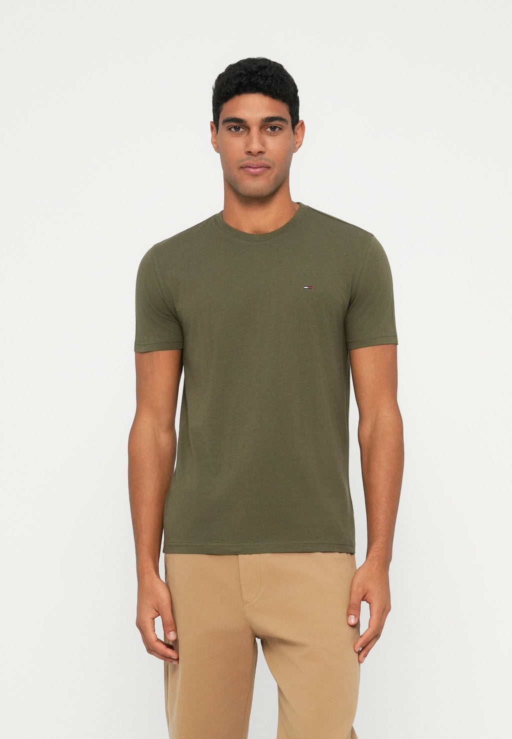 TEE AJUSTÉ - T-shirt basique - noir/vert forêt/écru