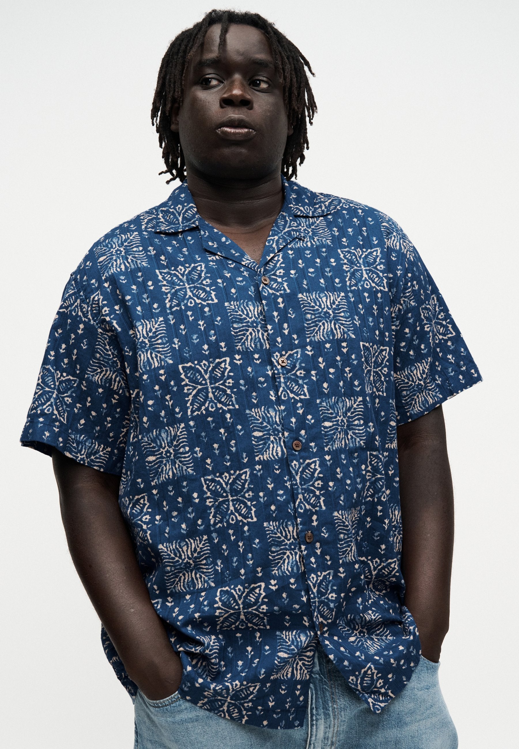 JPRBLULYON PRINT DOBBY SHIRT - Shirt - sky captain