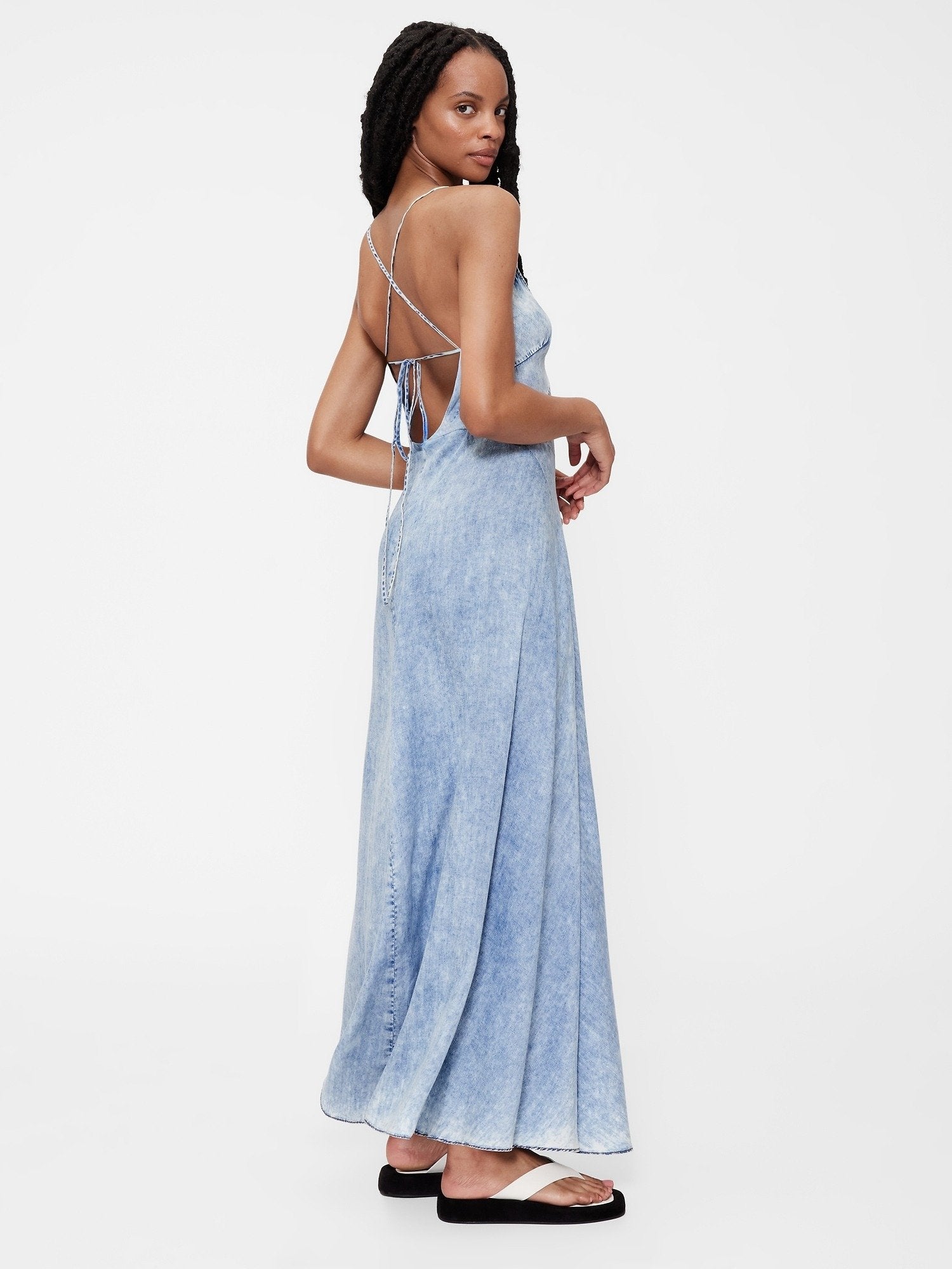 STUDIO LIQUID PERFECT SLIP DRESS - Maxi dress - medium indigo