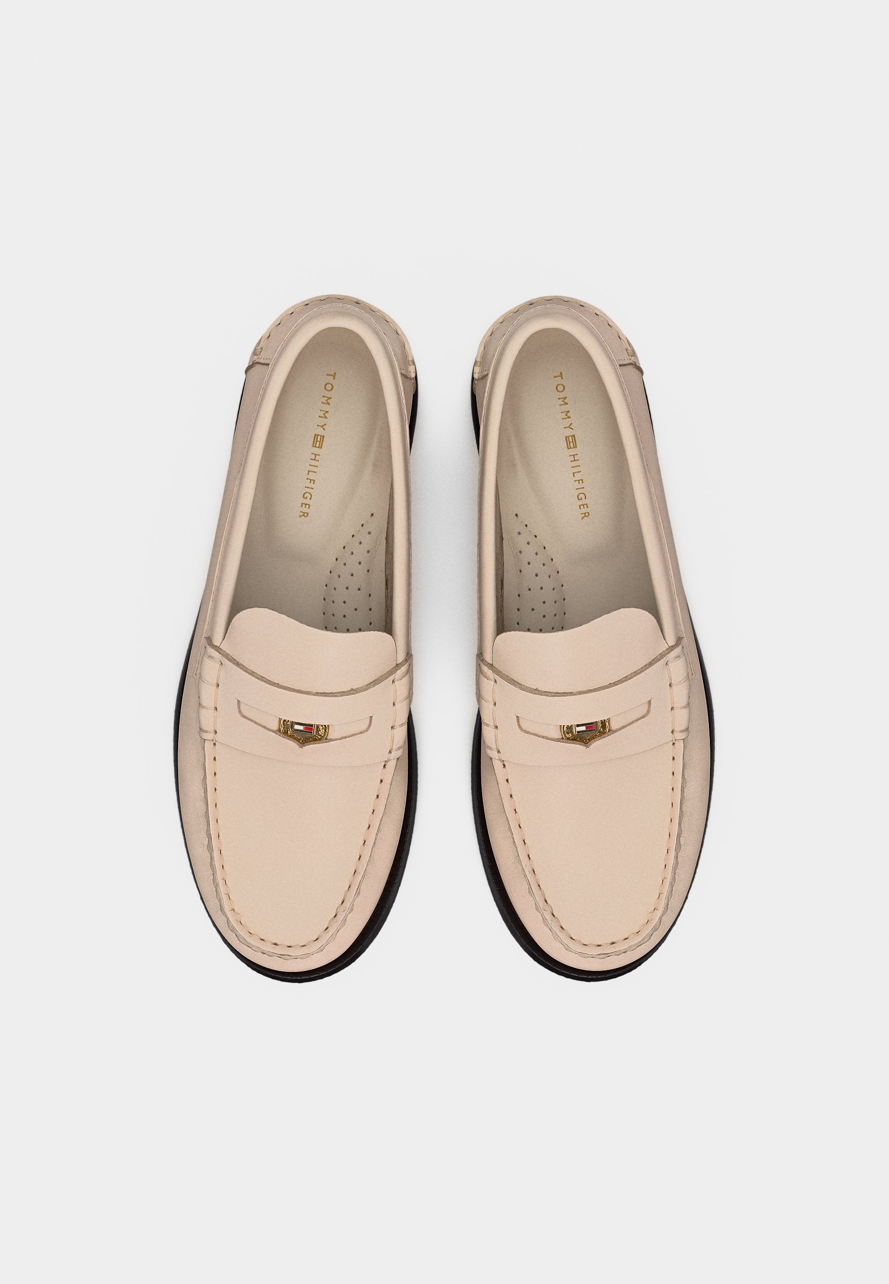 LEATHER PENNY LOAFERS - Slip-ons - soft cream