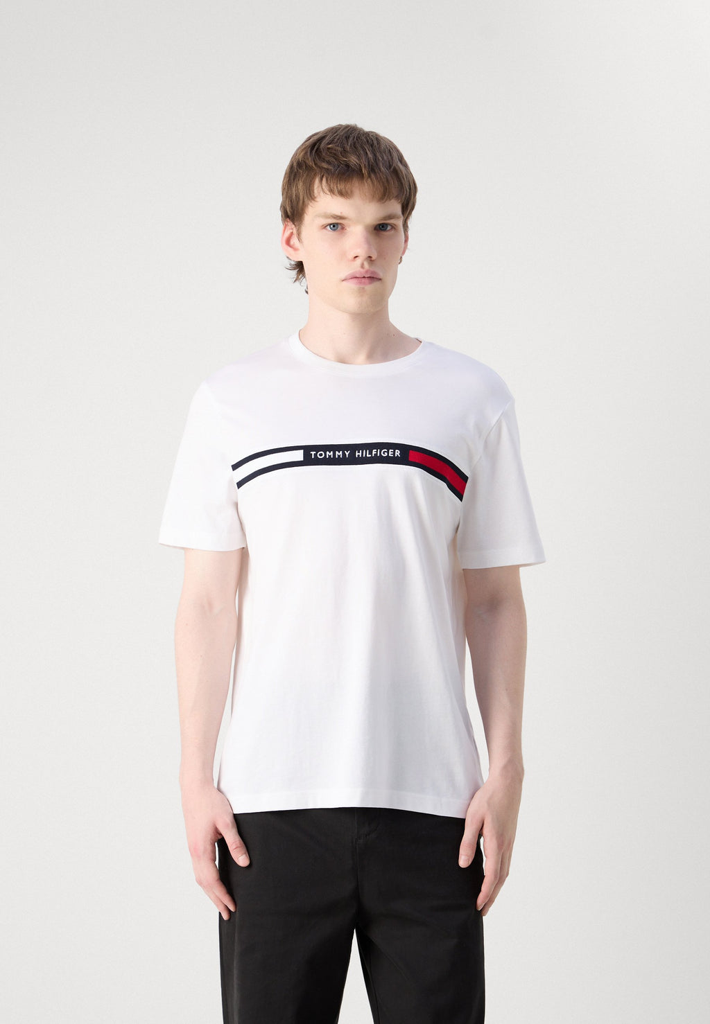 HILFIGER CHEST INSERT TEE - Print T-shirt - white