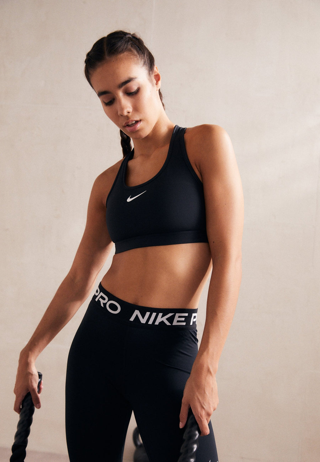 BRA - Medium support sports bra - black/white