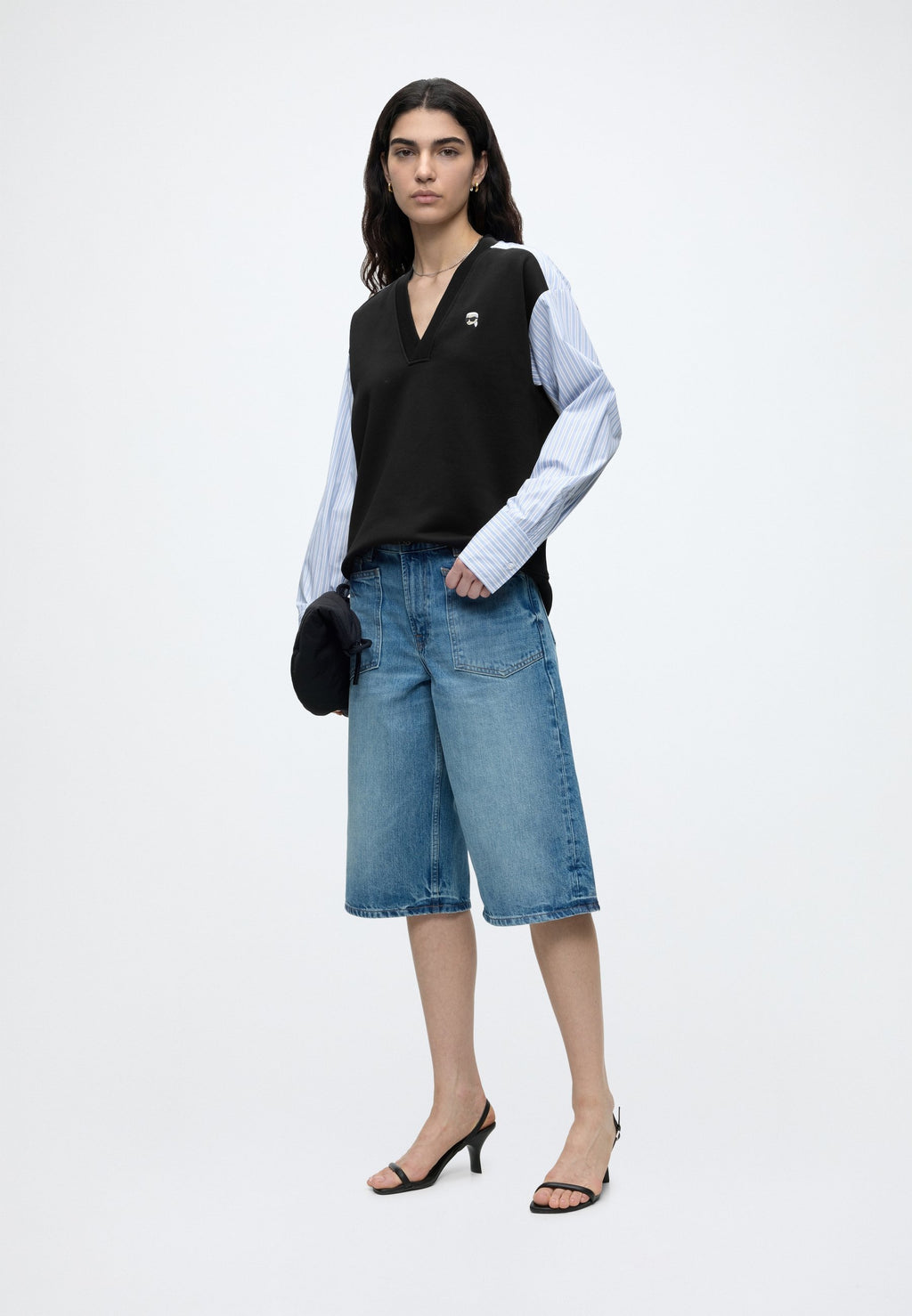 IKON FABRIC MIX  - Sweatshirt - black-kblue stripes