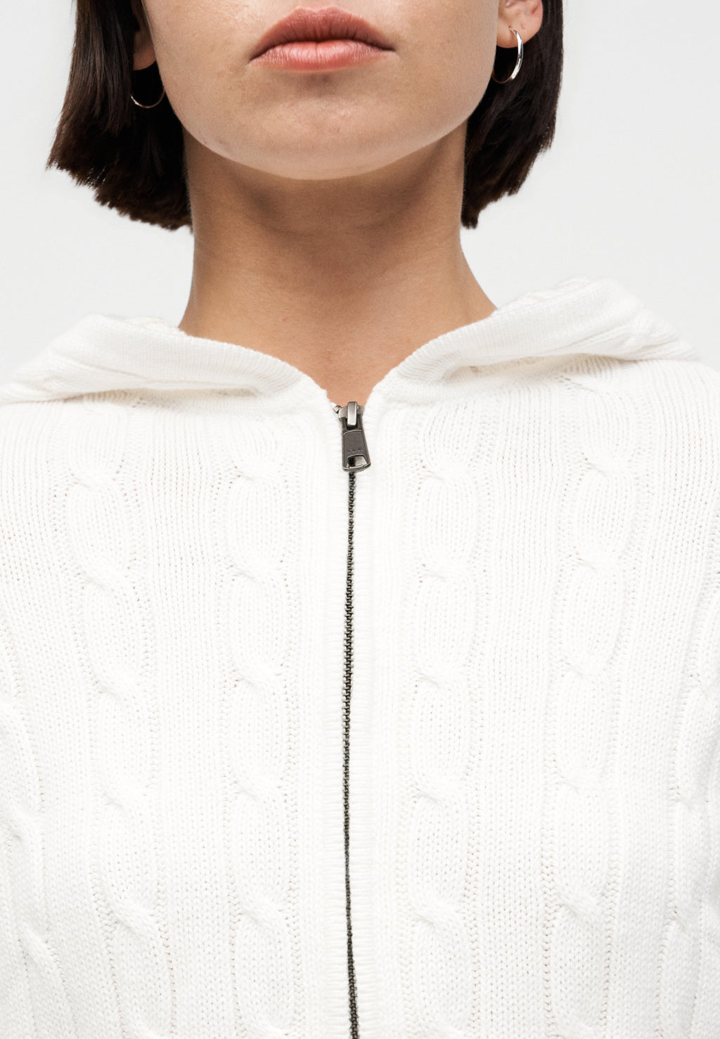 CABLE FULL ZIP HOODIE - Cardigan - new off white