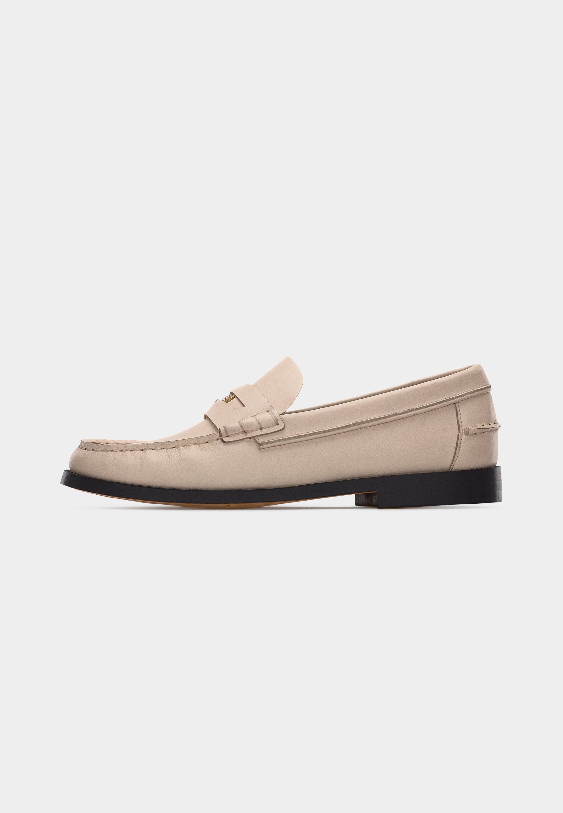 LEATHER PENNY LOAFERS - Slip-ons - soft cream