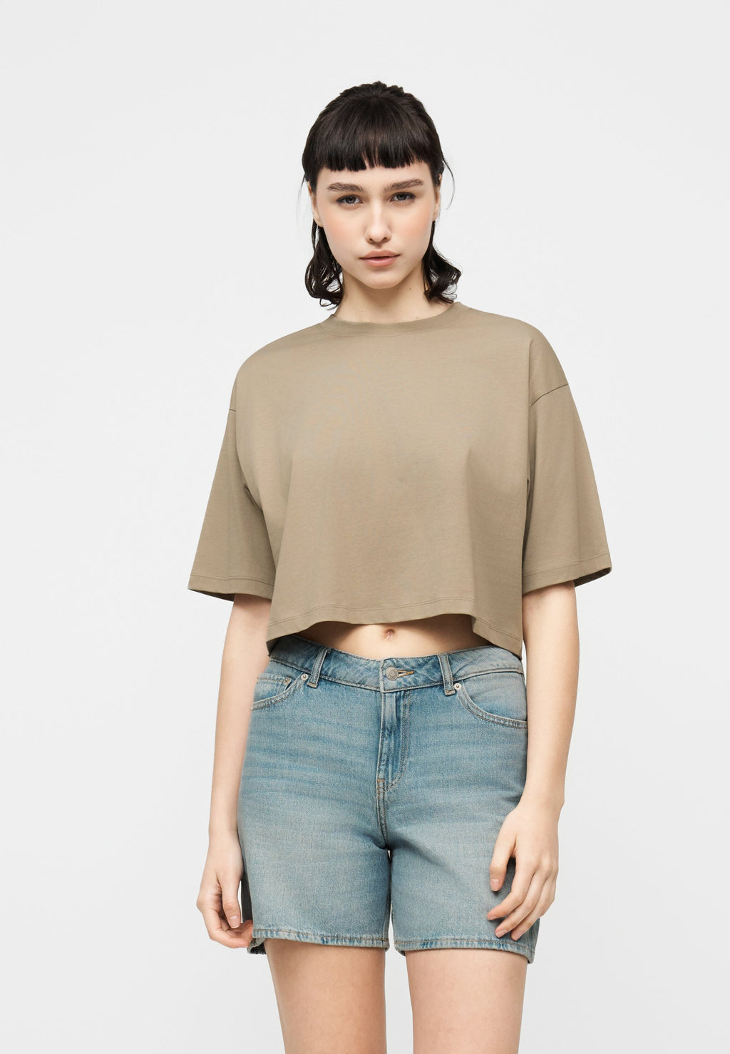JXANDREA LOOSE KROP TİŞÖRT 2'Lİ PAKET - Basic Tişört - vintage haki/pembe leydi