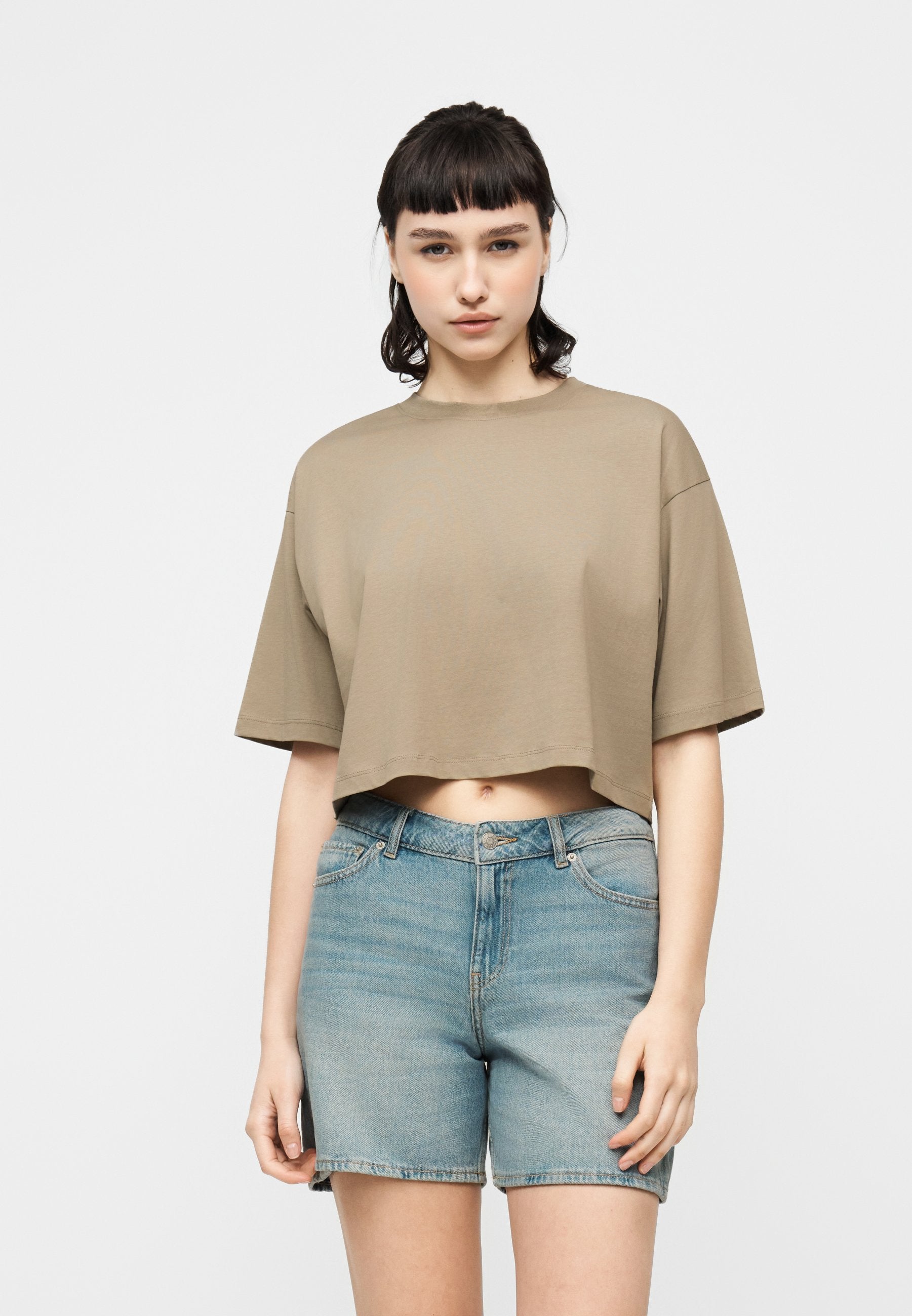 JXANDREA LOOSE KROP TİŞÖRT 2'Lİ PAKET - Basic Tişört - vintage haki/pembe leydi