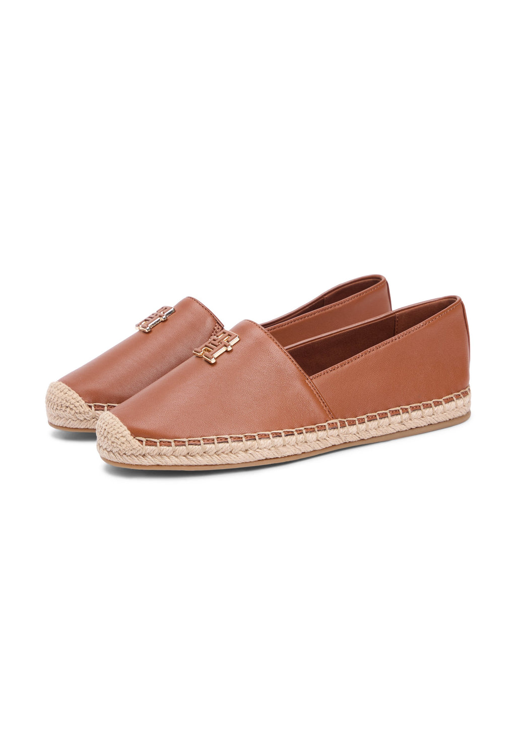 TH MONOGRAM LEATHER ESPADRILLES - Espadrilles - warm bronze