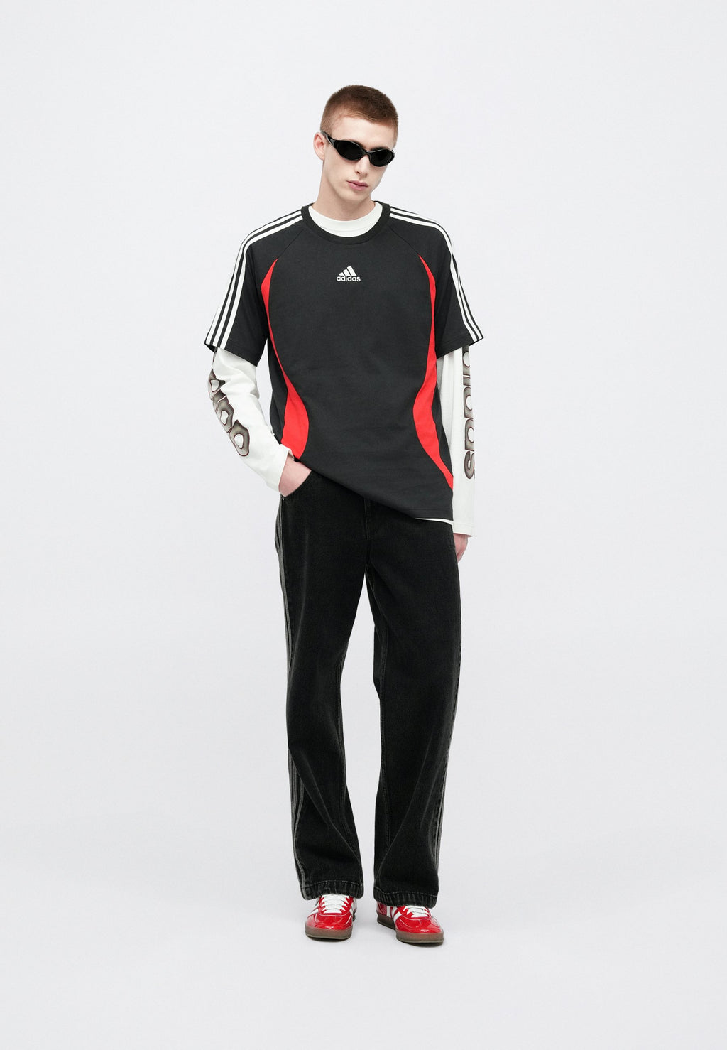 TEAMGEIST TEE - Print T-shirt - black/better scarlet