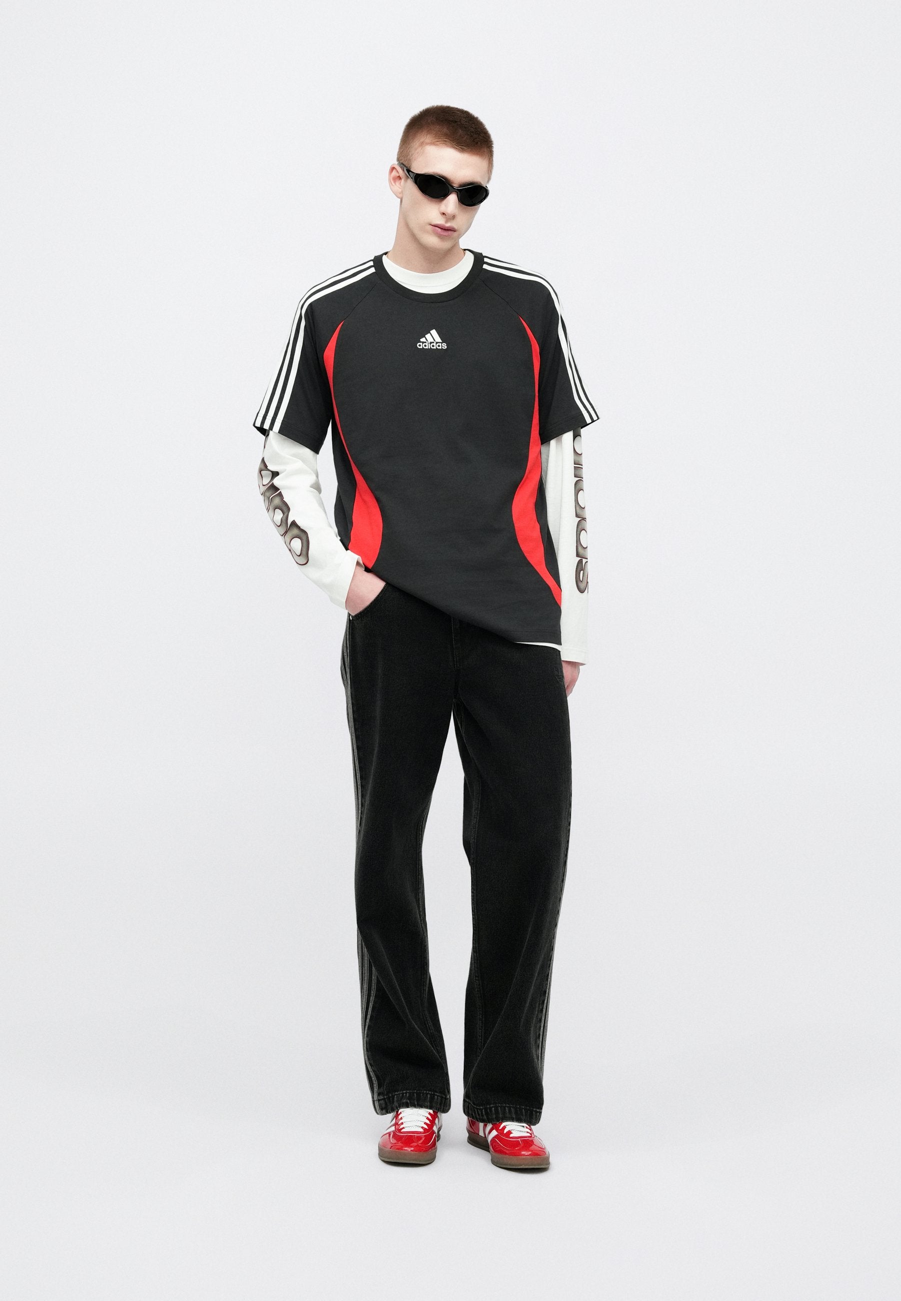 TEAMGEIST TEE - Print T-shirt - black/better scarlet