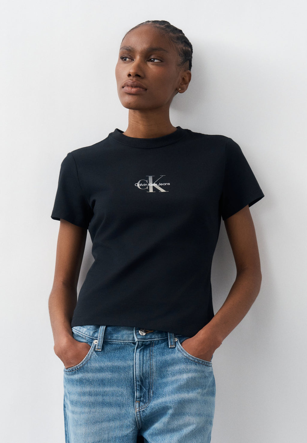 GRADIENT MONOLOGO SLIM TEE - Basic T-shirt - black