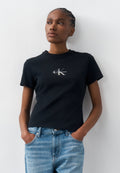 GRADIENT MONOLOGO SLIM TEE - Basic T-shirt - black