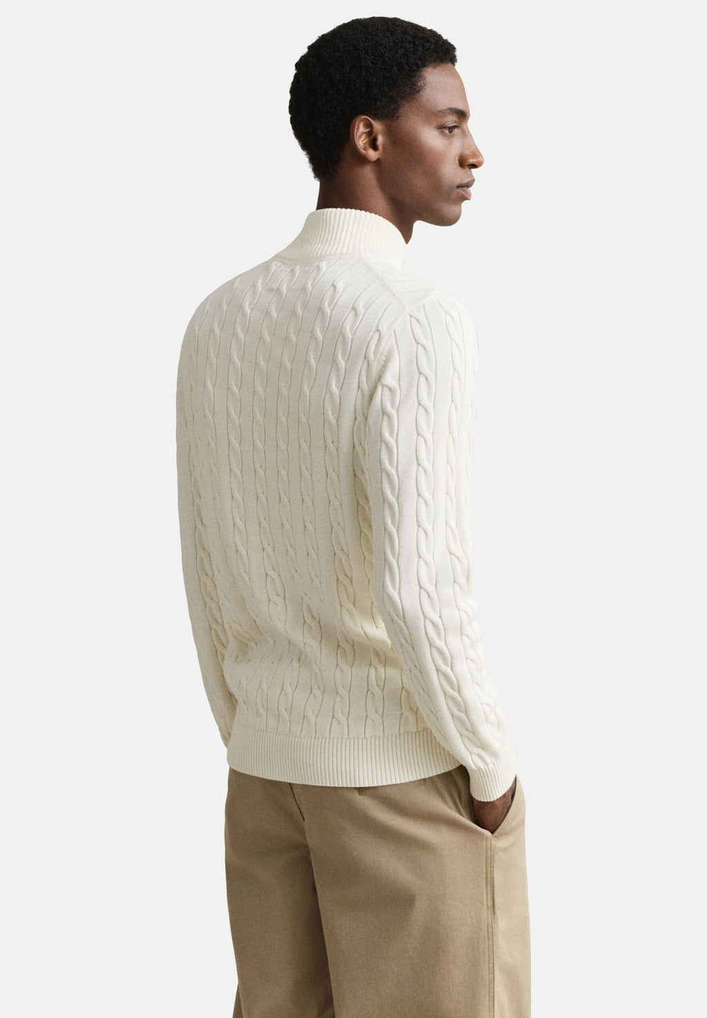 COTTON CABLE HALF ZIP - Jumper - cream