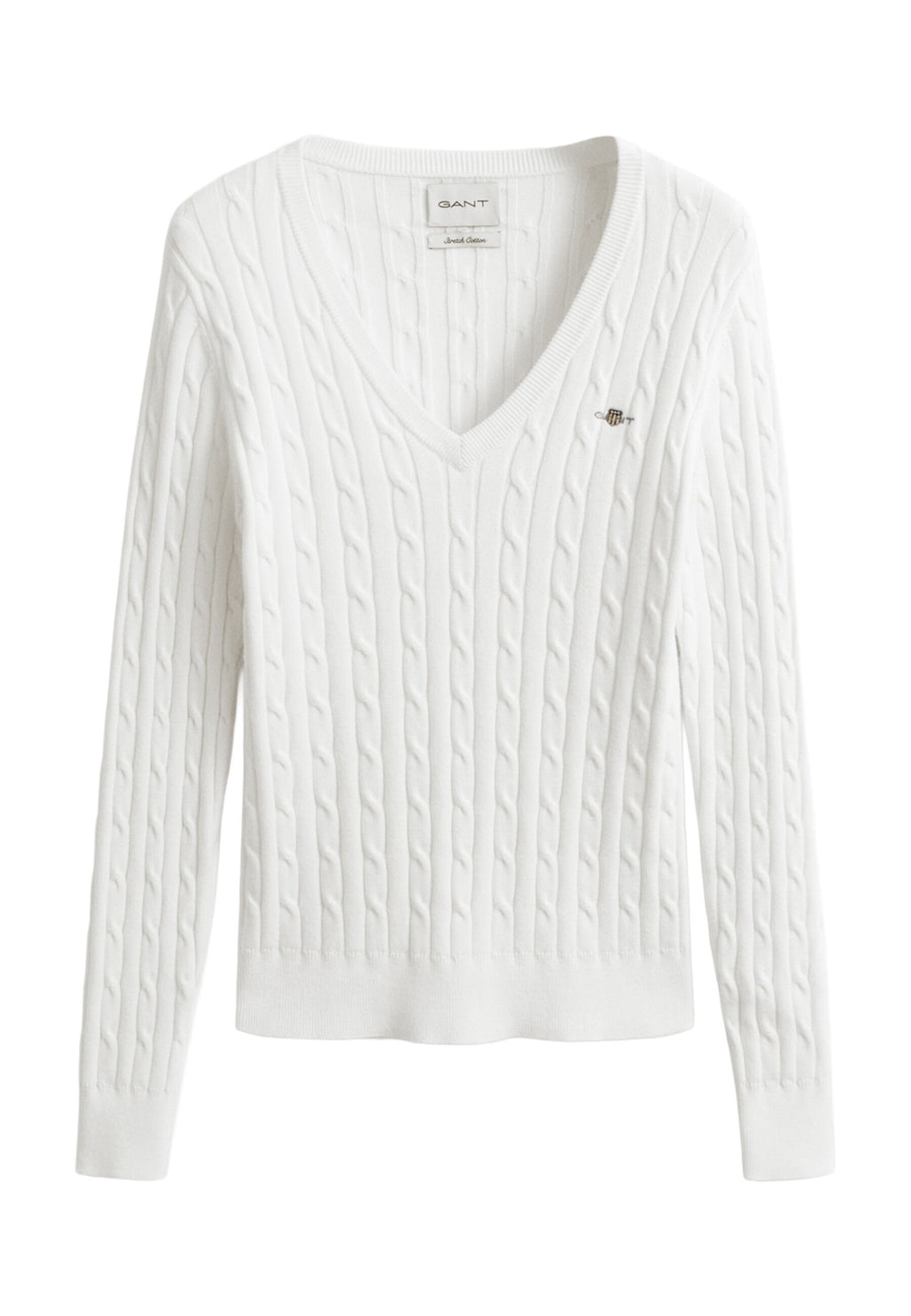 STRETCH CABLE V-NECK - Jumper - eggshell