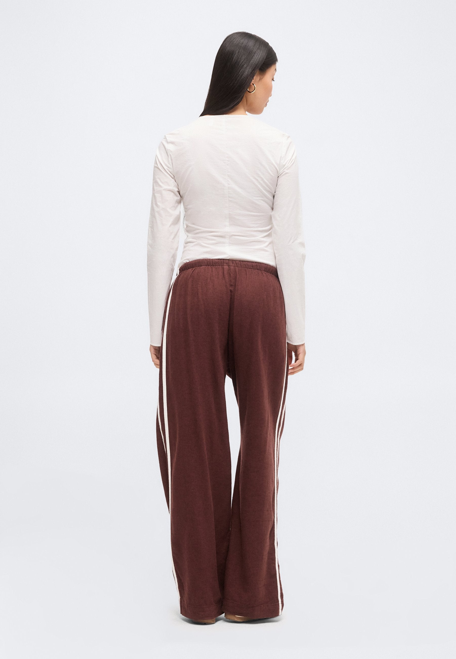 PANTALON LARGE RAYURE LATÉRALE - Pantalon - chocolate bar
