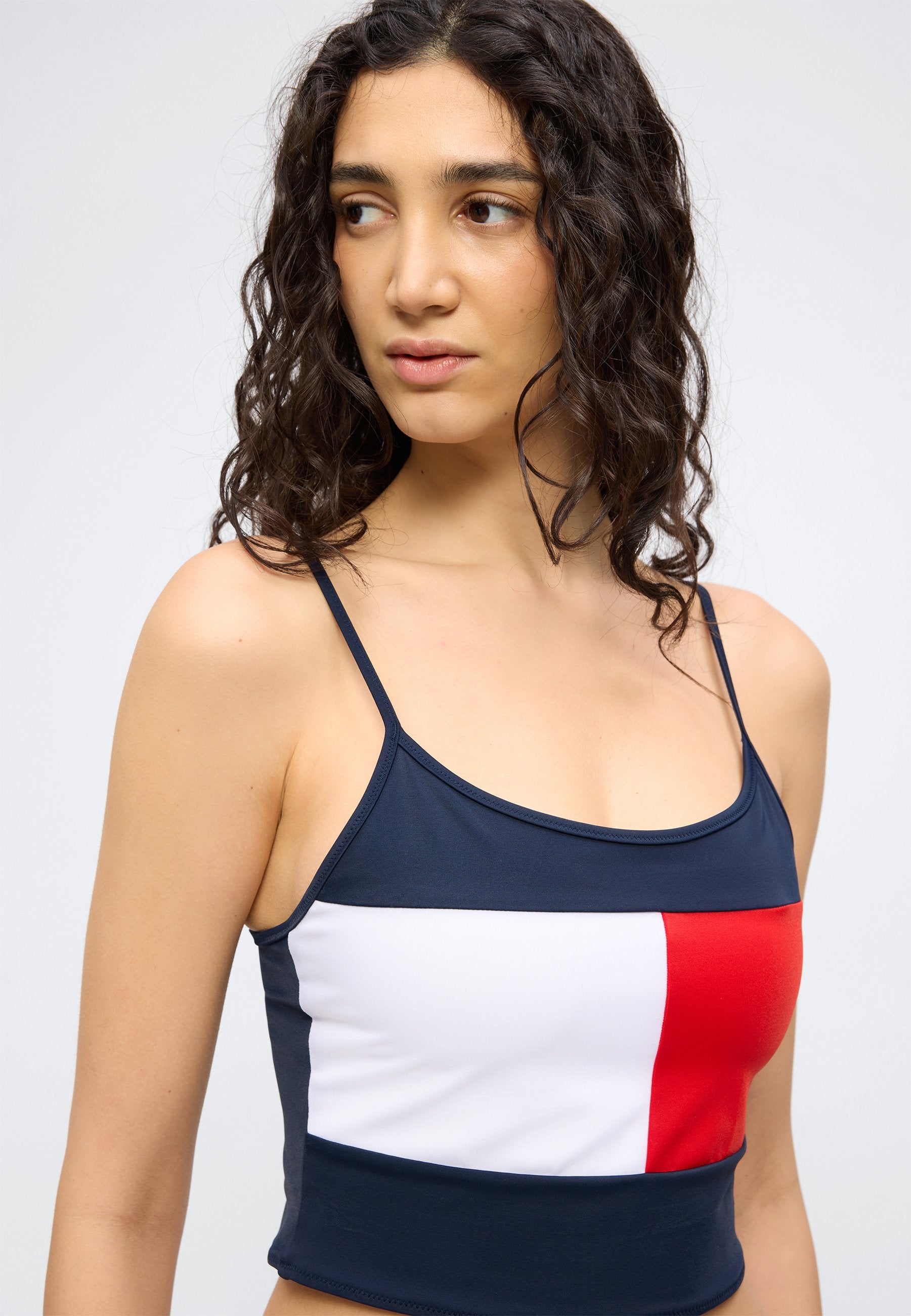 HAUT DE TANKINI COLOUR BLOCK SIGNATURE - Haut de bikini - bleu marine nuit profonde