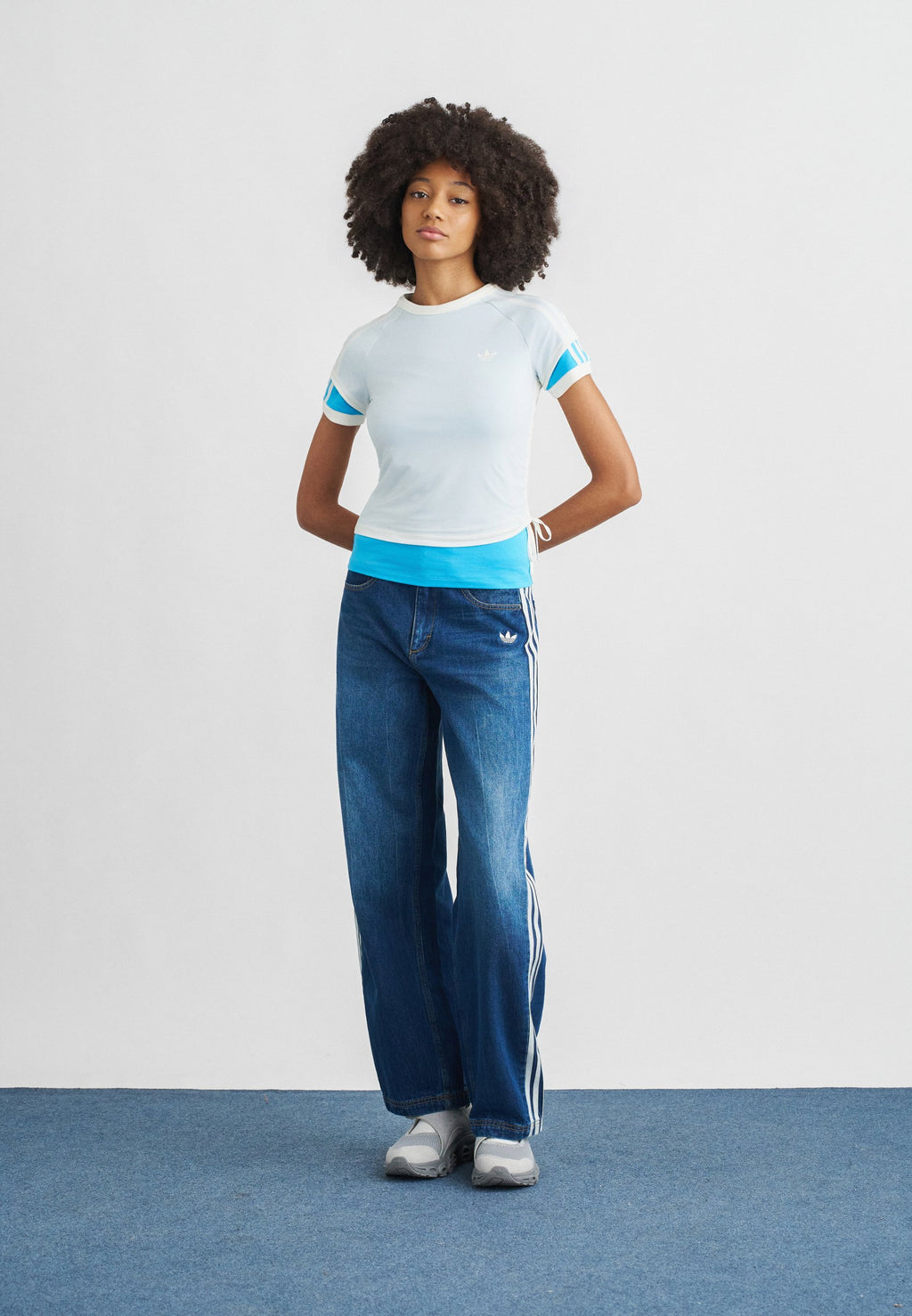 CALITEE SUPERPOSÉ - T-shirt imprimé - blanc cassé/sky rush