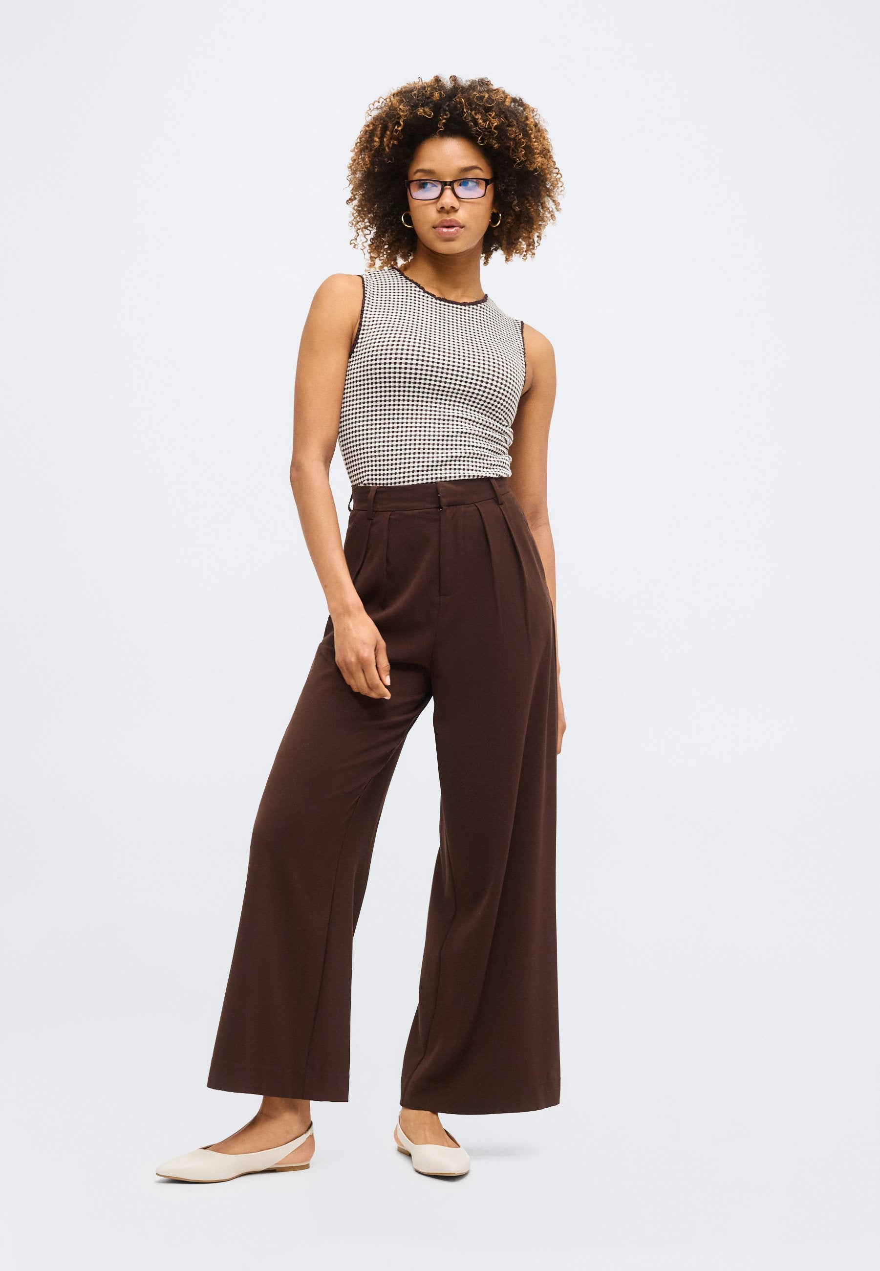 GINGHAM - Top - dark brown