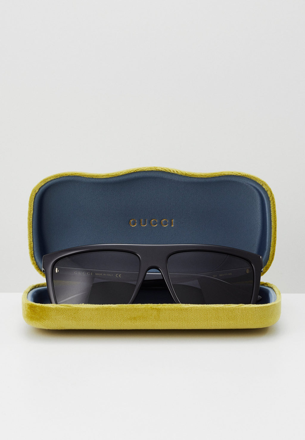 WEB GG RECTANGULAR FLAT-TOP ACETATE SUNGLASSES - Sunglasses - black/grey