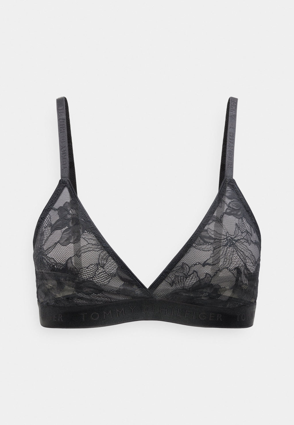 REPEAT LOGO FLORAL LACE TRIANGLE BRA - Triangle bra - black