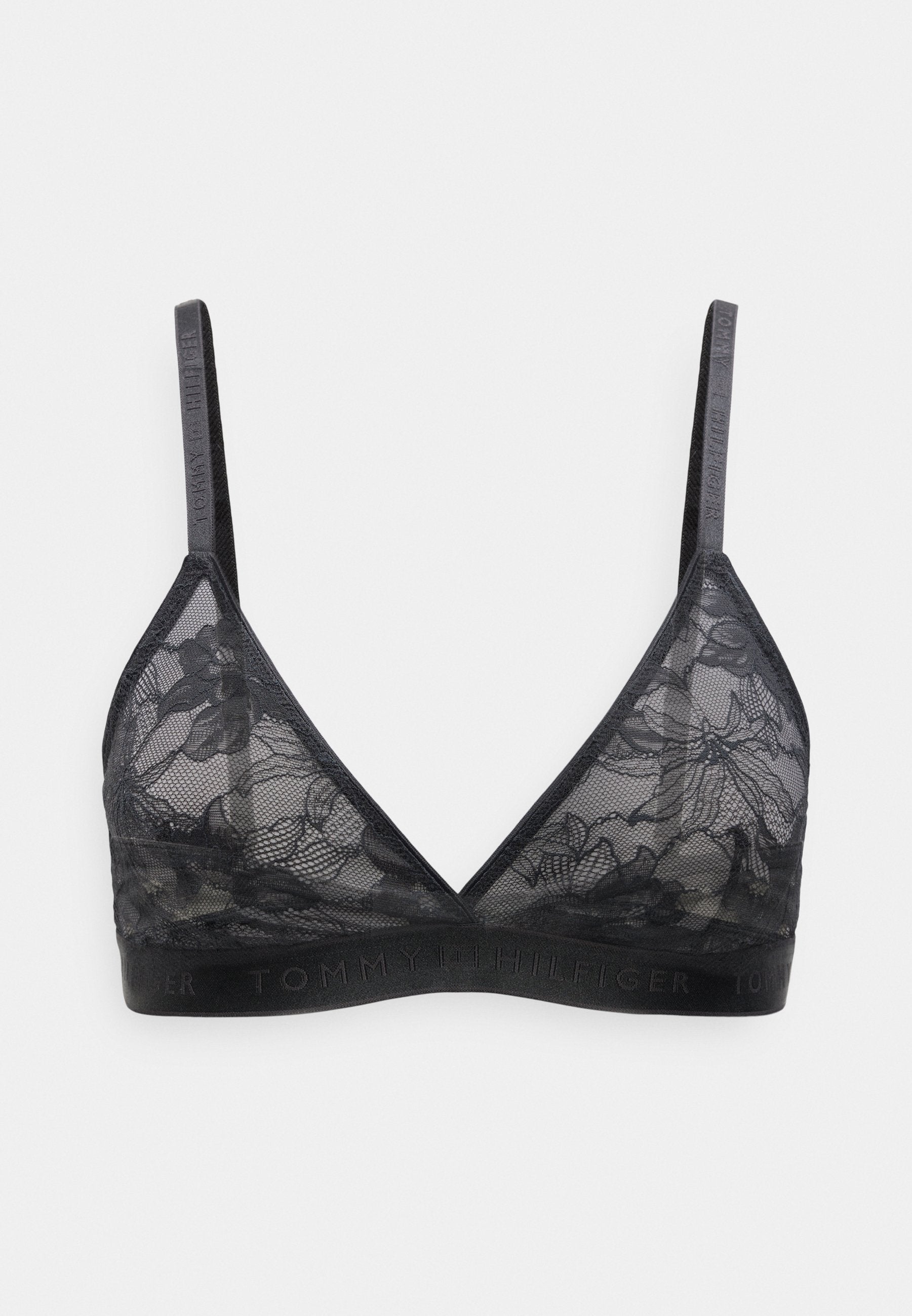 REPEAT LOGO FLORAL LACE TRIANGLE BRA - Triangle bra - black