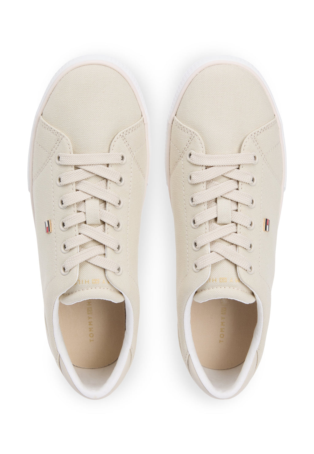 LOW PROFILE CANVAS LACE-UP TRAINERS - Trainers - classic beige