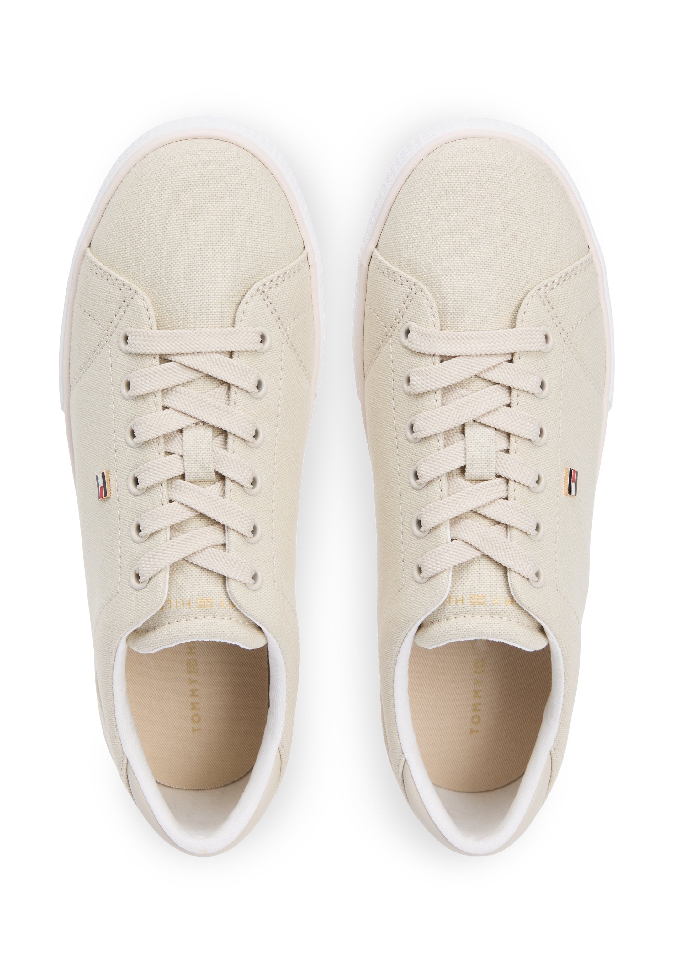 LOW PROFILE CANVAS LACE-UP TRAINERS - Trainers - classic beige