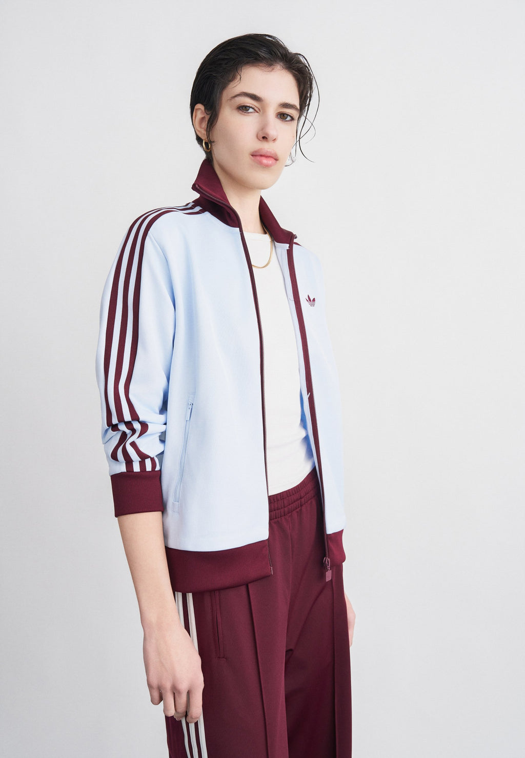 CLASSIC TT - Zip-up sweatshirt - crystal sky/maroon