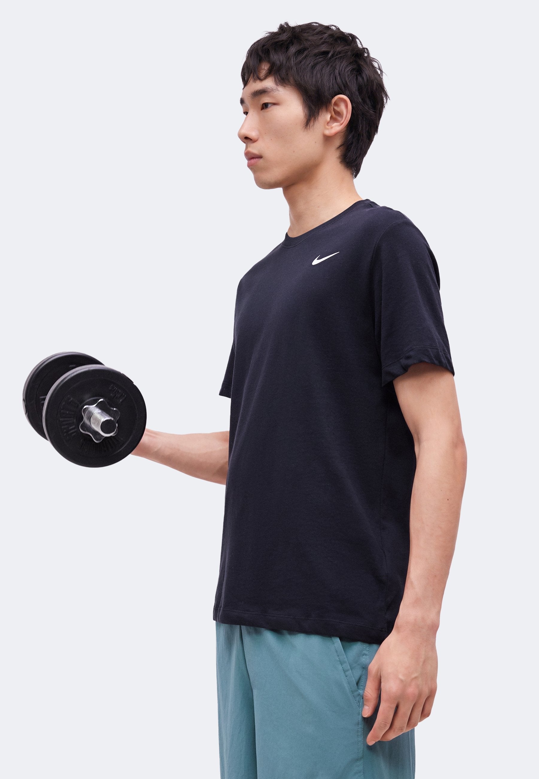 TEE CREW SOLID - Sports T-shirt - black/white