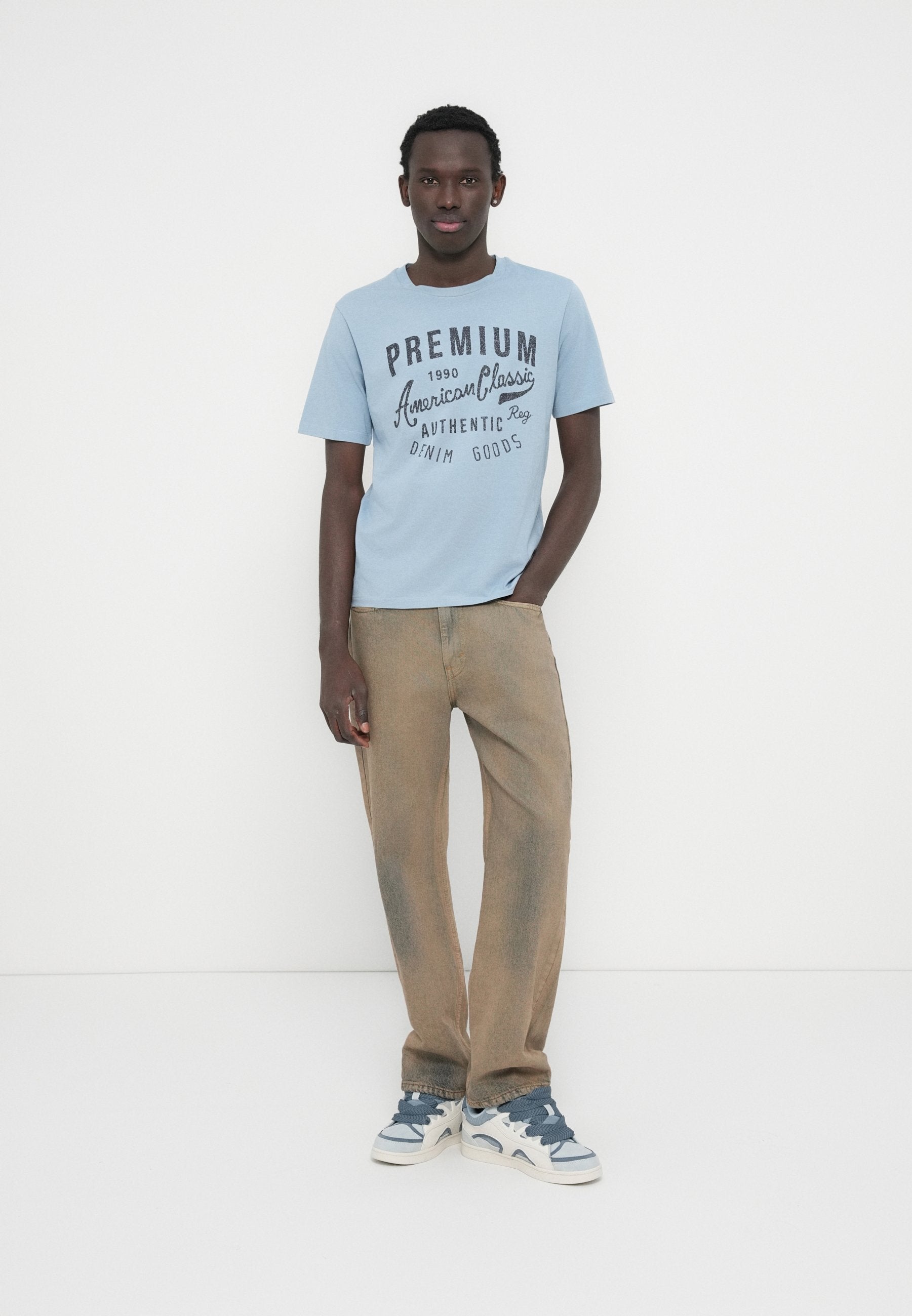 JPRBLUALEX TEE - Print T-shirt - ashley blue