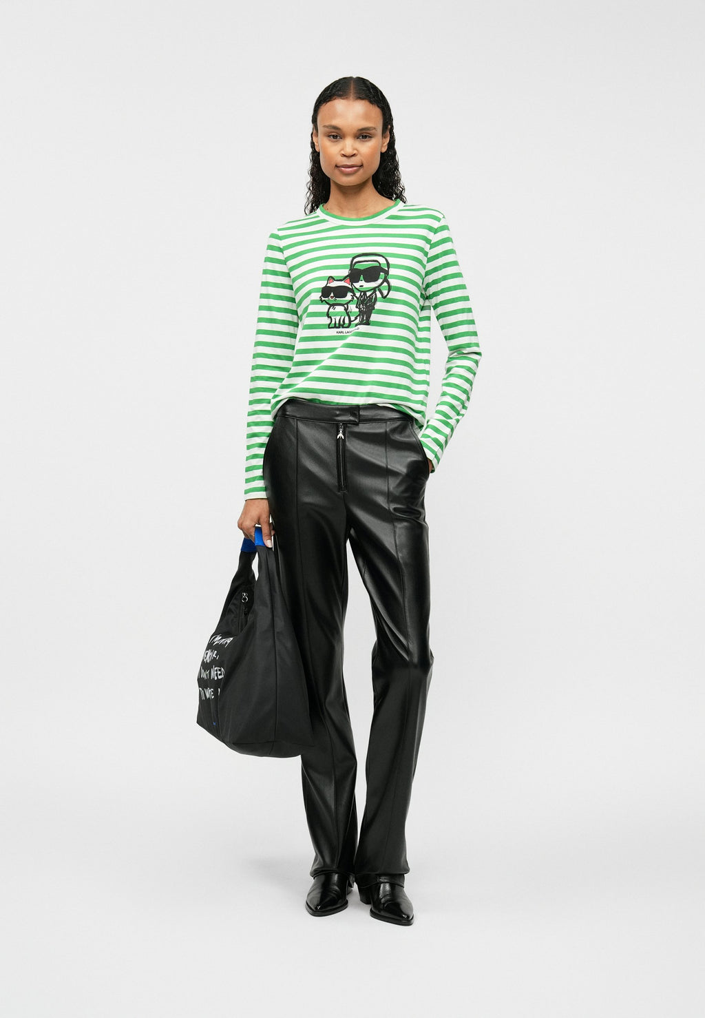 IKON STRIPE LONG-SLEEVED - Haut à manches longues - cannoli cream/fern green