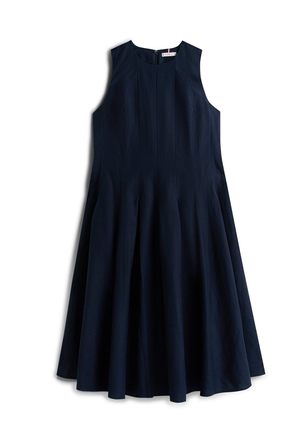 CURVE GOLD-TONE BUTTON LINEN BLEND MIDI DRESS - Day dress - dark night navy