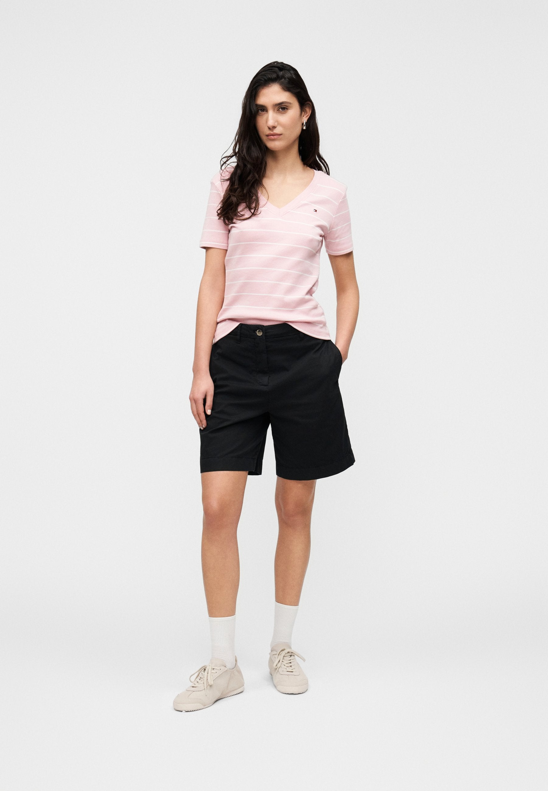 SLIM CODY COL V - T-shirt basique - bonita pink/écru