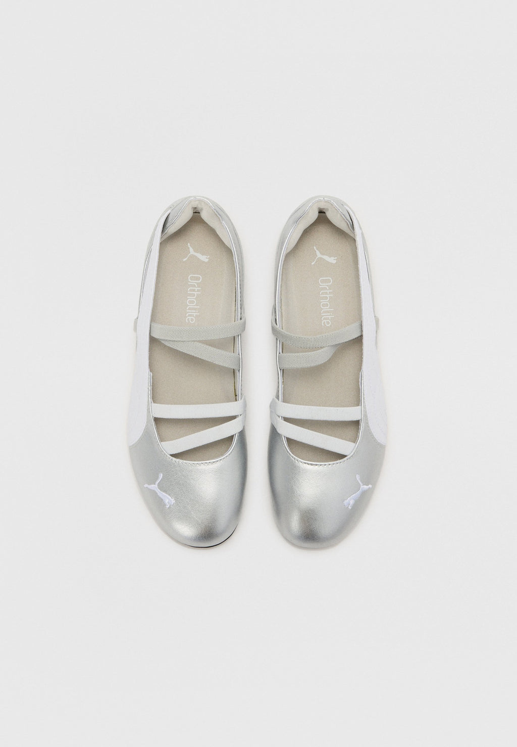 SPEEDCAT BALLET METALLIC WNS - Ankle strap ballet pumps - silver/white