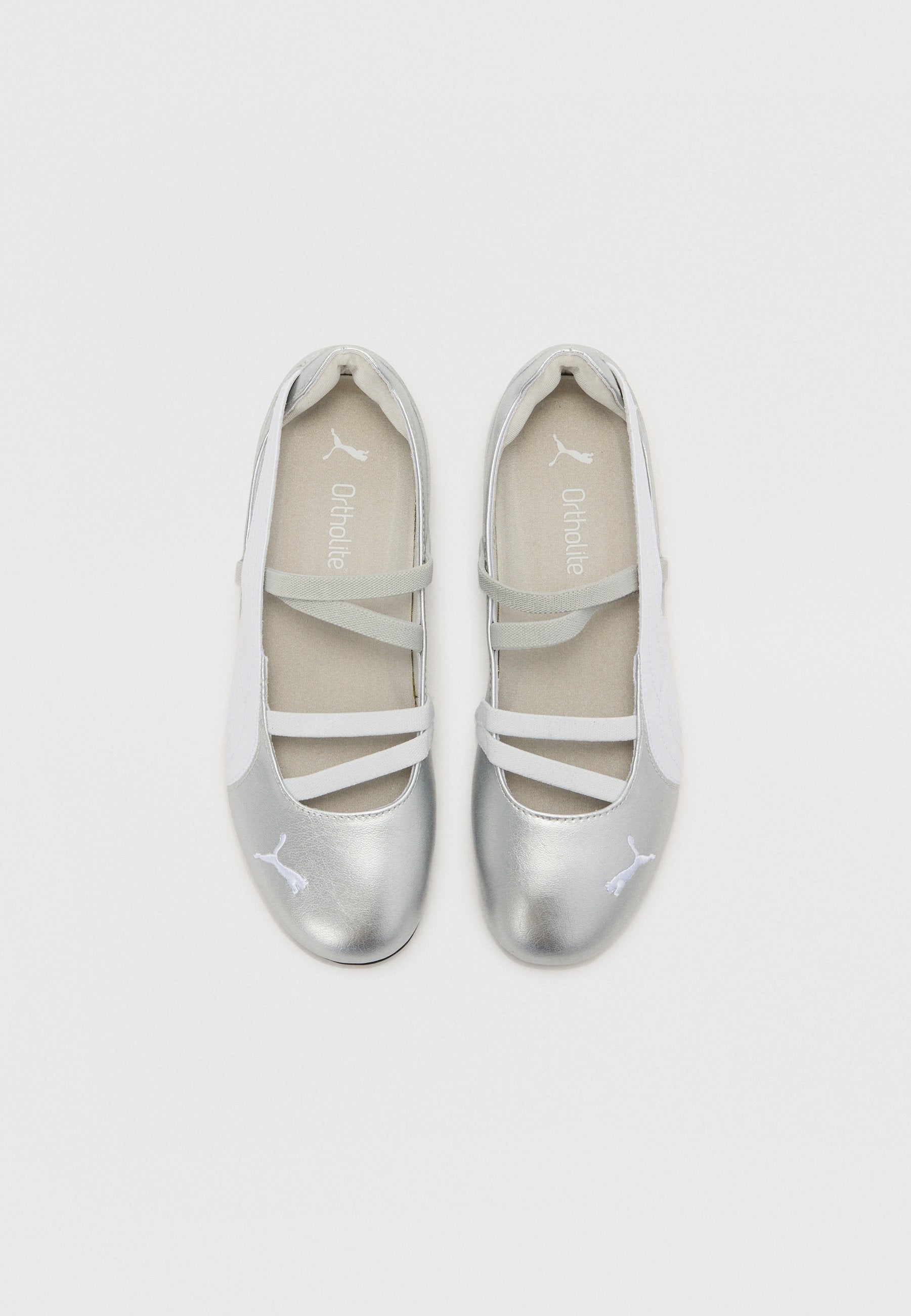 SPEEDCAT BALLET METALLIC WNS - Ankle strap ballet pumps - silver/white