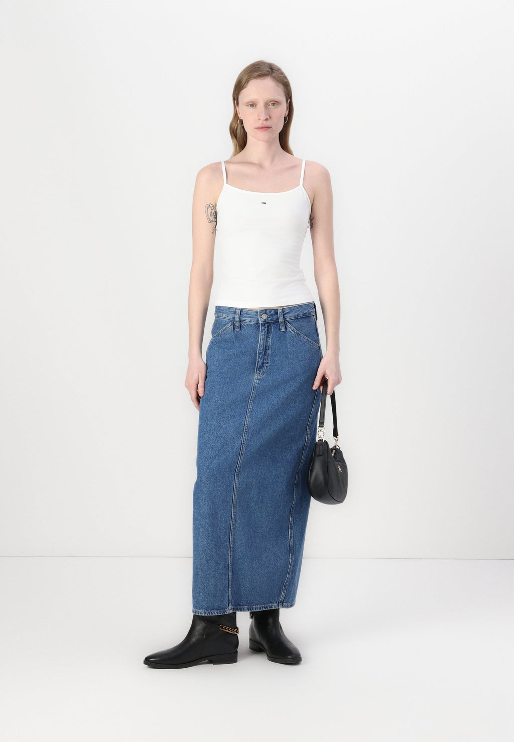 FLAG EMBROIDERY SLIM SPAGHETTI STRAP TOP - Top - ecru