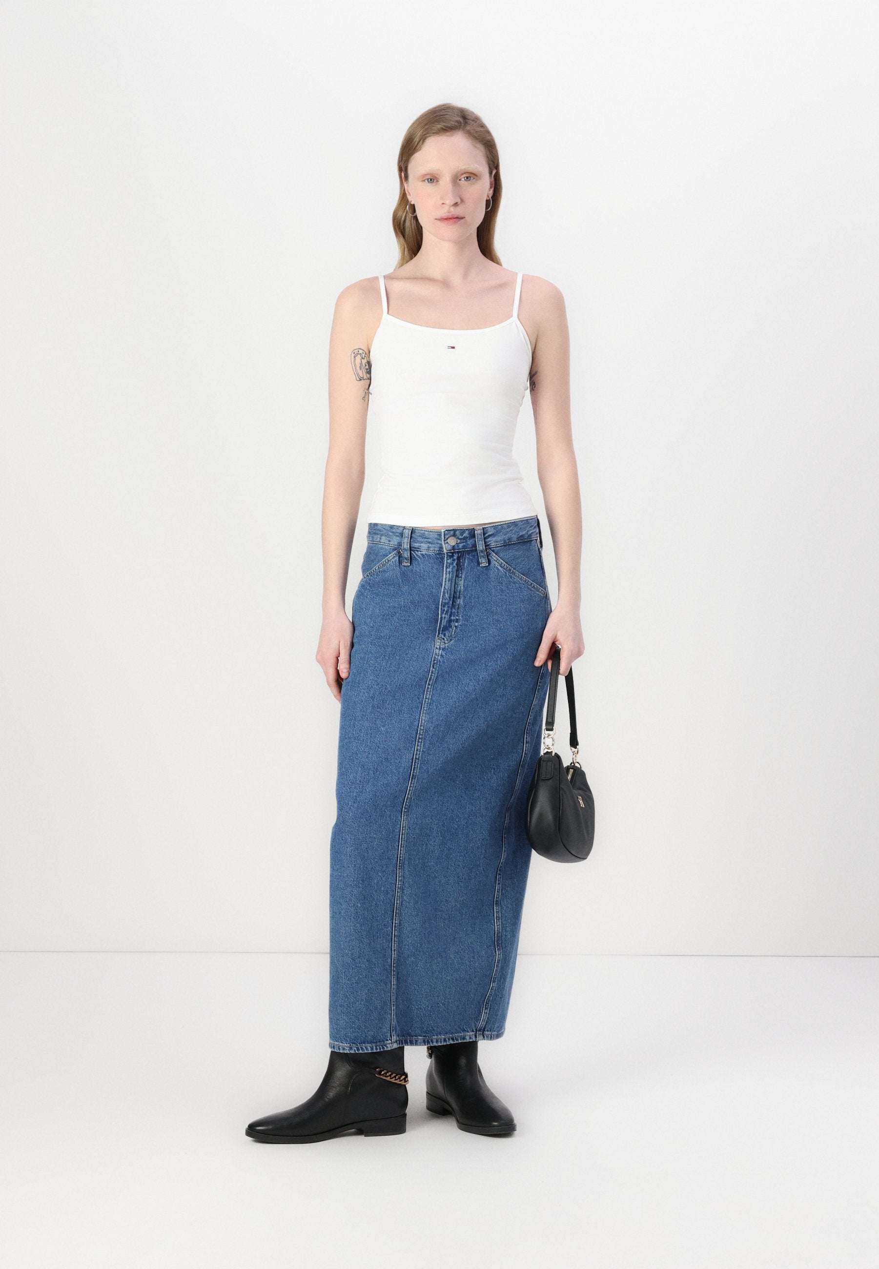 FLAG EMBROIDERY SLIM SPAGHETTI STRAP TOP - Top - ecru