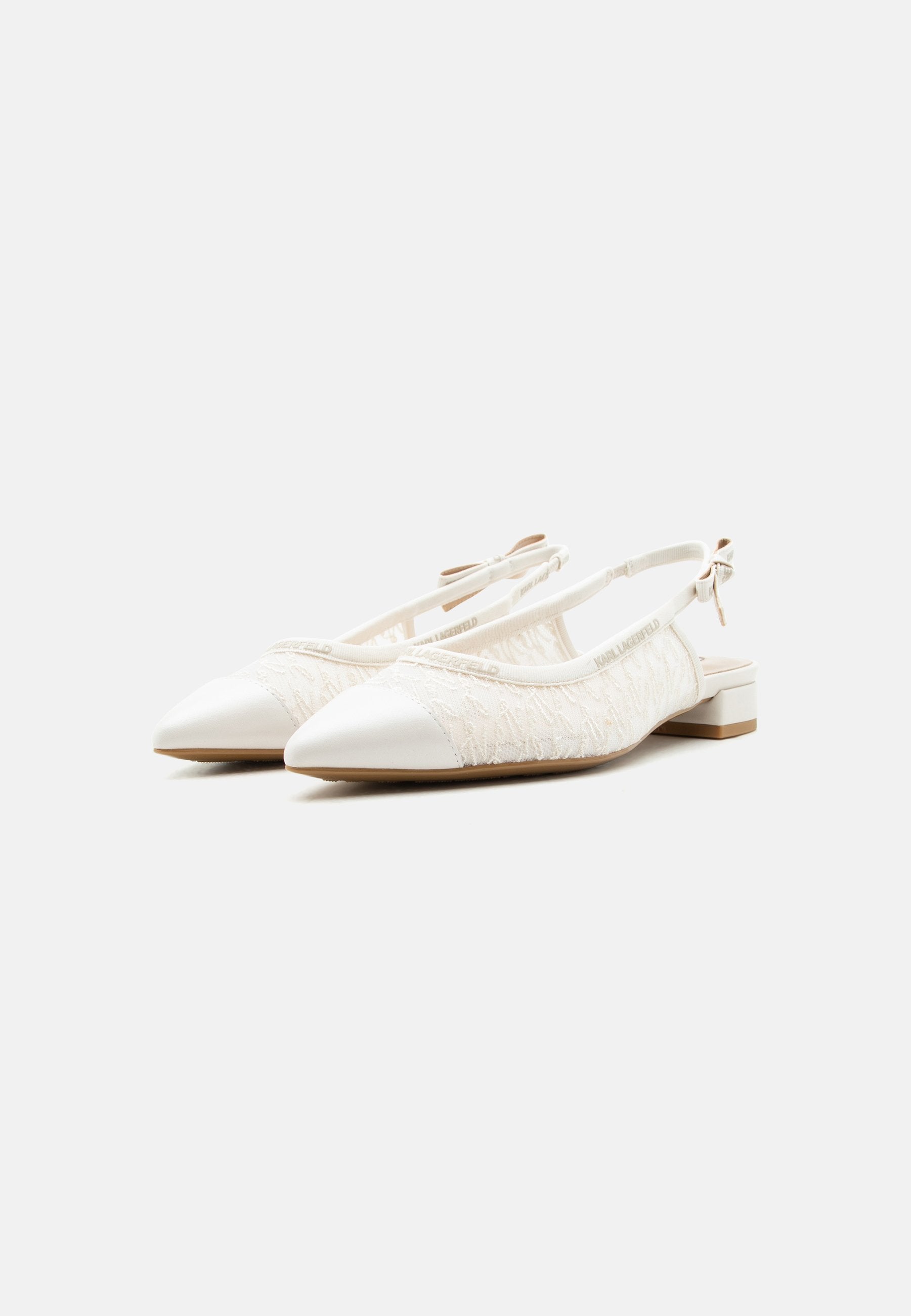 KERRIE SCRIPT LACE SLING - Slingback ballet pumps - white