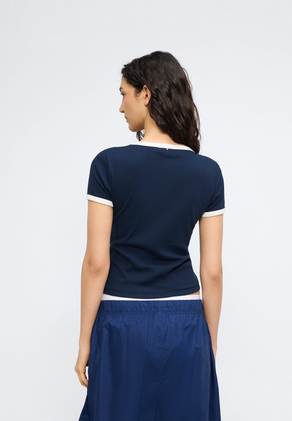 HERITAGE CONTRAST TRIM RIBBED LOUNGE T-SHIRT - Pyjama top - dark night navy