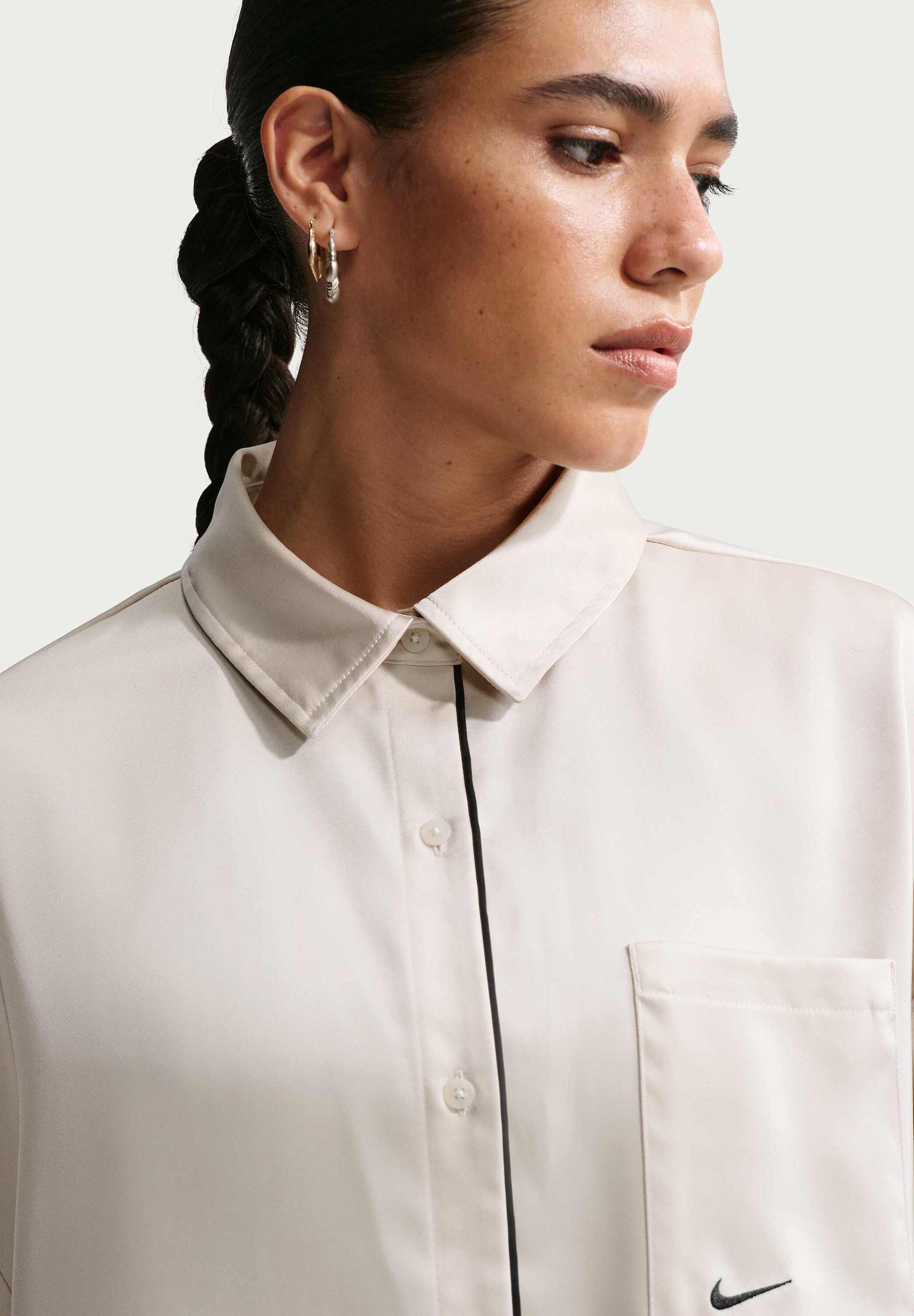 Button-down blouse - light bone/black