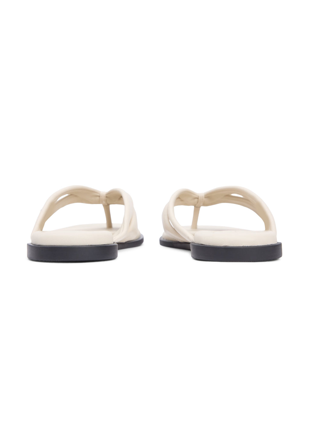 LEATHER TOE POST FLAT SANDALS - T-bar sandals - classic beige