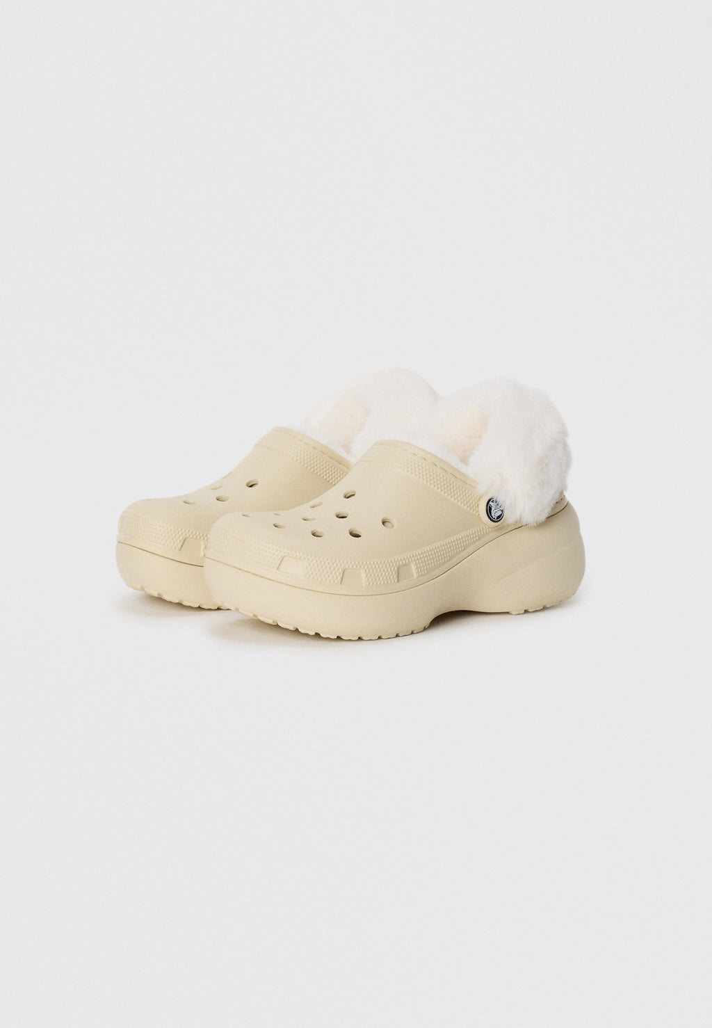 PLATFM LINED FUZZ STRAP  - Clogs - bone